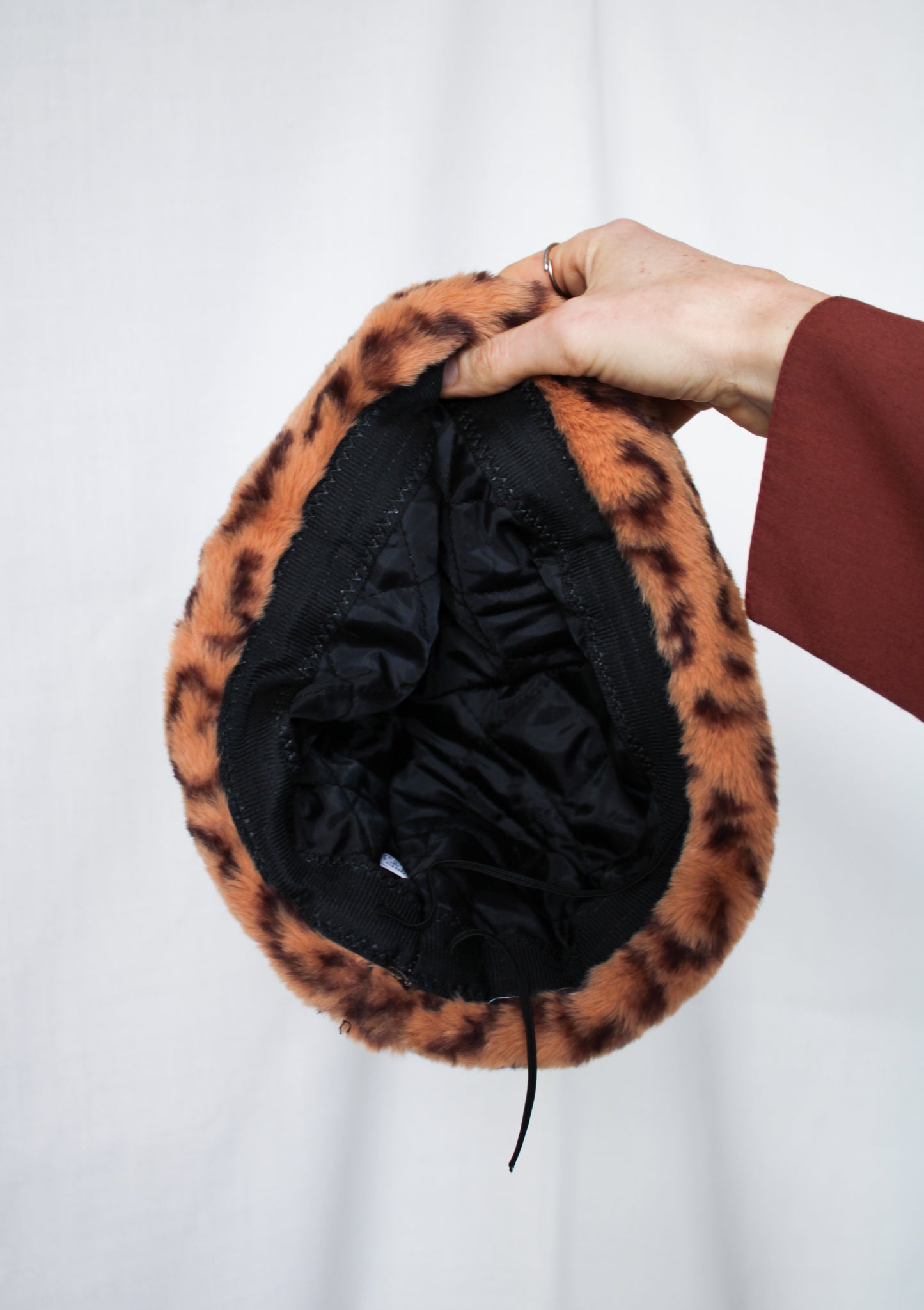 Tan Leopard Print Faux Fur Perschy Hat